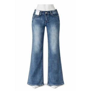 Love Soho Denim Women’s Jeans Size 15 Wide Leg‎ Low Rise Embroidered